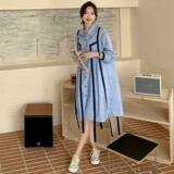 2C270-8277-P115-K168织带撞色衬衣裙小个子裙，女装连衣裙，2C270