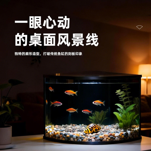 新款三角鱼缸小型客厅观景桌面缸