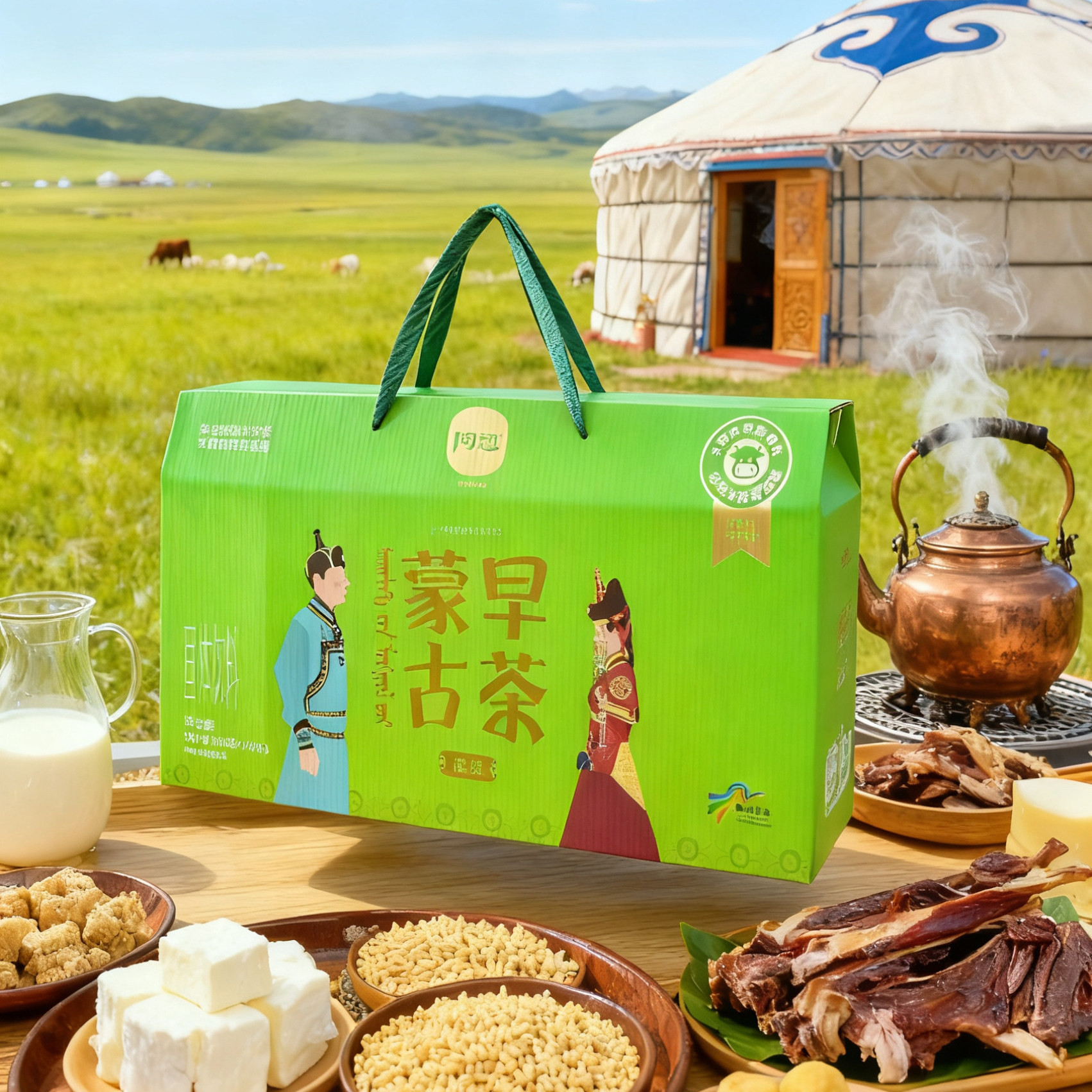 阿恋蒙古牛肉干奶茶10桶早餐杯装礼盒内蒙古特产便携咸味内蒙古