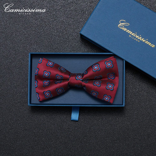 恺米切领结红底蓝提花