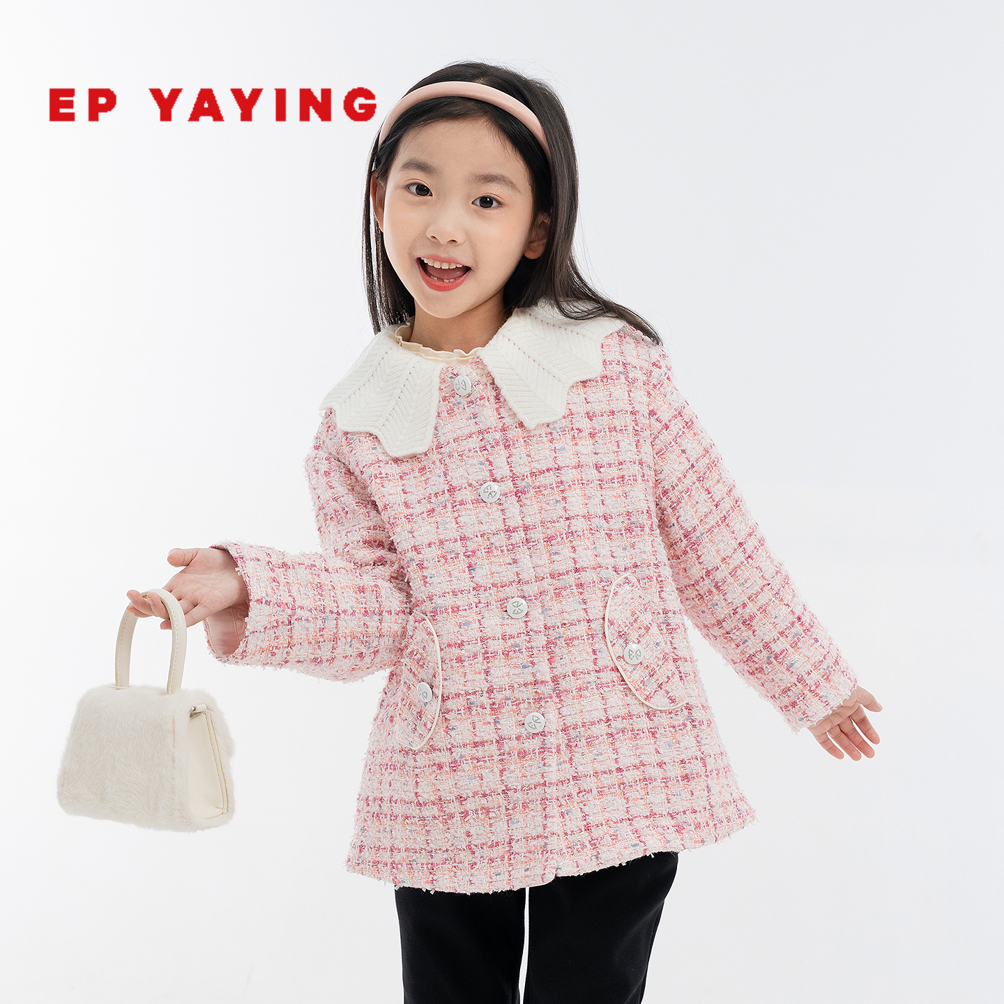 [商场同款]EP雅莹童装2025秋女童新款小香风精致优雅花呢开衫外套
