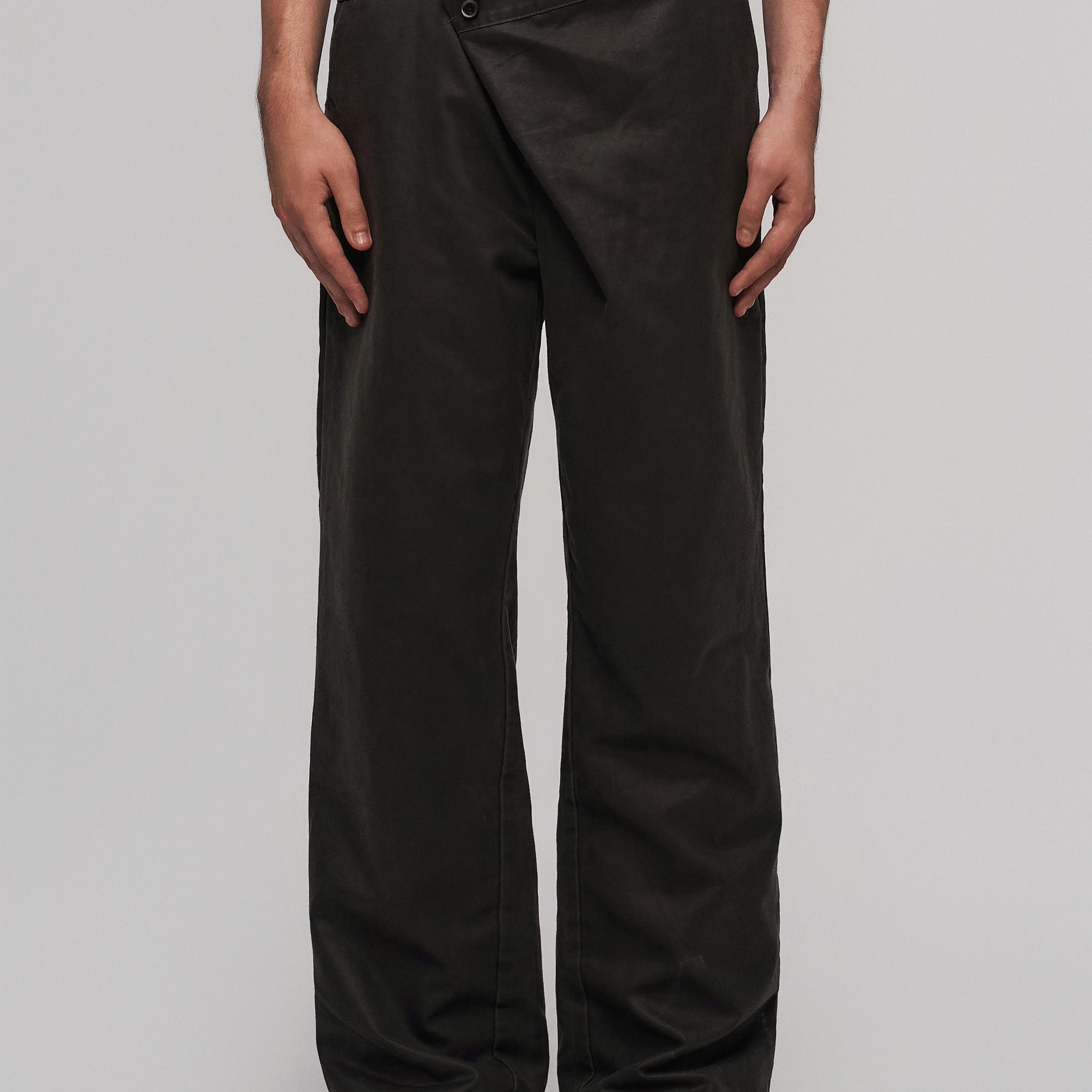 「 凌鸦ILNya 」差池_黑 荡腰西裤  水洗双层拼接腰头复古休闲裤