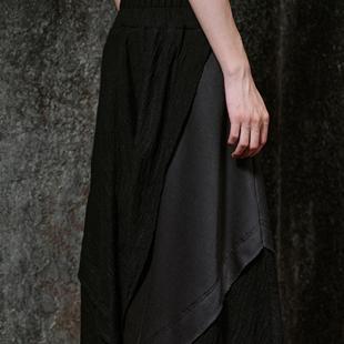 「 凌鸦ILNya 」廊_黑 缩绒羊毛流浪裤 羊毛保暖拼接废土吊裆裤