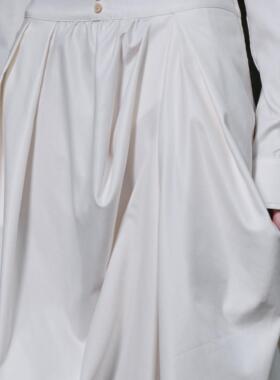 「 凌鸦ILNya 」廊_白 蓓蕾长裙 优雅不规则褶皱松紧腰裙装