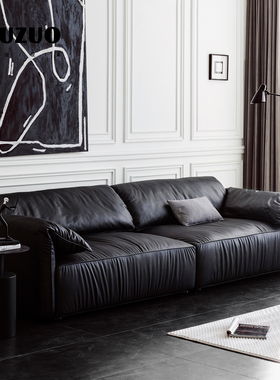 就坐 意大利baxter大象耳朵沙发简约设计师黑色白色真皮落地三人