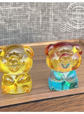 【水晶小猪】十二生肖猪摆件 车载 开业吉祥物摆件 新年摆件