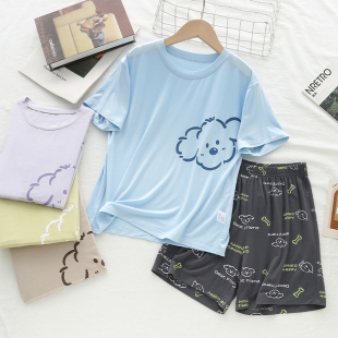 凉感专属 短裤 夏季 儿童两件套短袖 青少年睡衣空调服 男女童套装