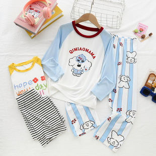 儿童睡衣男童莫代尔睡衣女童青少年多巴胺卡通印花 居家笑哈哈