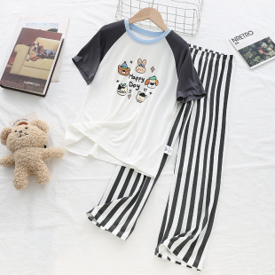 2026新款莫代尔儿童夏季睡衣男童青少年家居服薄款短袖韩版