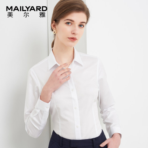 美尔雅女装小方领长袖衬衣