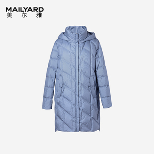 抗寒防风羽绒服032 可拆帽白鸭绒外套 美尔雅女装 休闲中长款