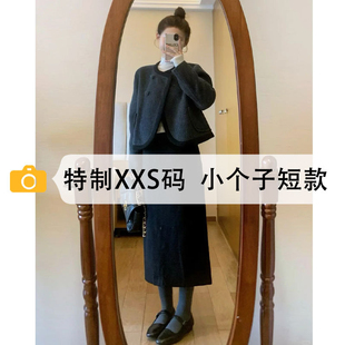 150小个子毛呢a字裙女2025新款 高腰包臀半身裙显瘦加绒冬裙中长款