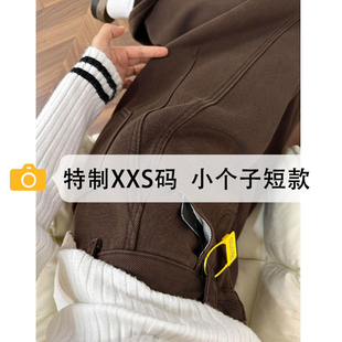 咖色牛仔裤女款小个子阔腿裤2026新款春季美式复古直筒裤子145xxs