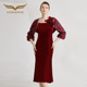 创意狐喜婆婆婚宴装 2025新款 妈妈礼服宴会气质礼服裙红色连衣裙女