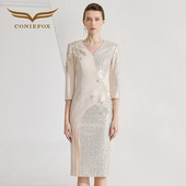 创意狐2025新款 礼服裙高端轻奢小众日常可穿小个子礼服亮片连衣裙