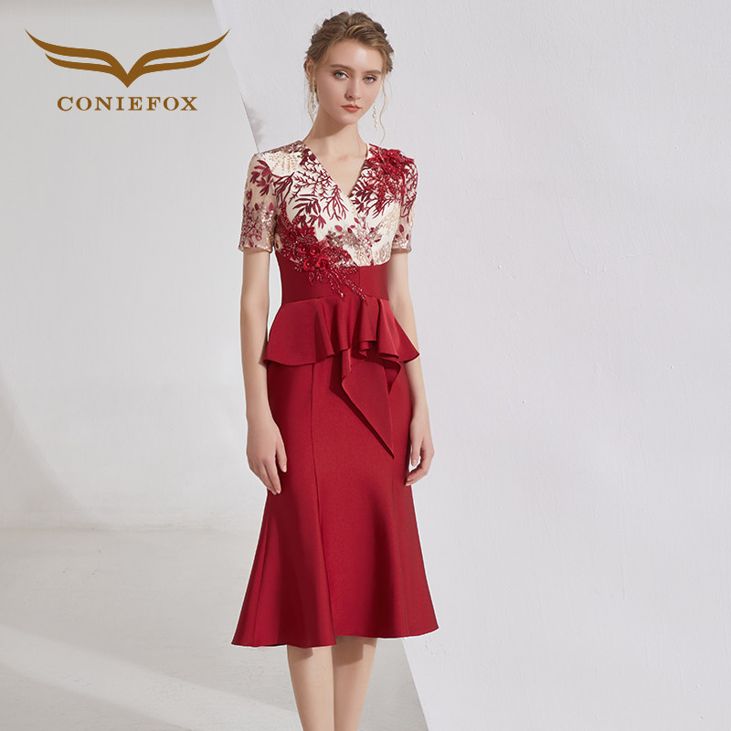 创意狐小个子晚礼服宴会气质演出连衣裙女主持人日常可穿小礼服裙