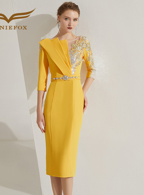 创意狐礼服轻奢日常可穿小礼裙女气质名媛晚宴会主持人连衣裙礼裙