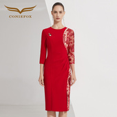 创意狐礼服高端轻奢小众红裙平时可穿名媛气质宴会主持人连衣裙女