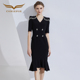 创意狐主持人礼服女宴会气质平时可穿小礼裙轻奢高级感黑色连衣裙