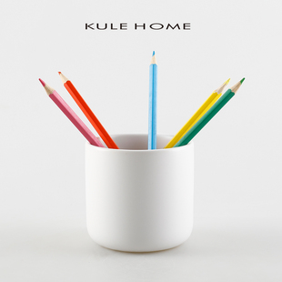 KULE HOME 笔筒化妆刷收纳罐办公室学生桌面简约高级感陶瓷