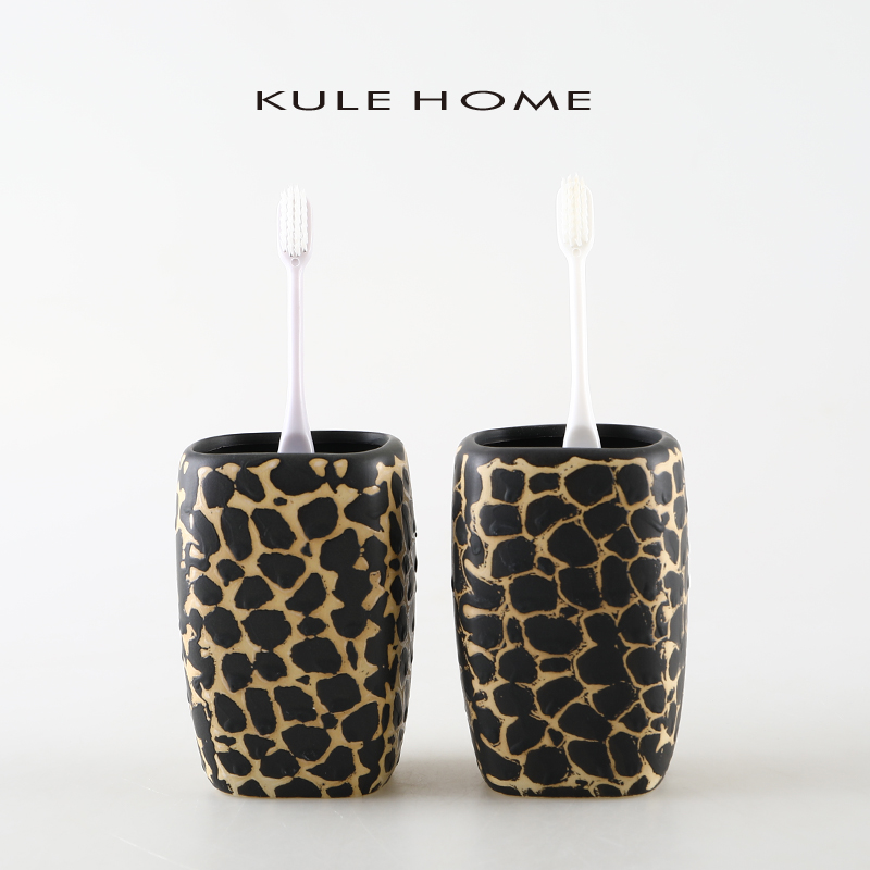KULE HOME 陶瓷卫浴洗漱套装复古刷牙漱口杯子牙缸牙具情侣杯单杯