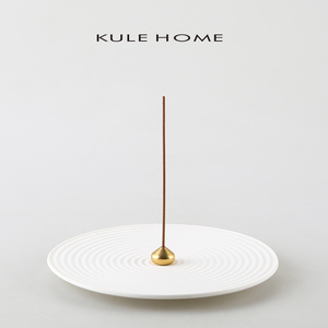 KULE HOME 香插陶瓷室内家用圆形香炉檀香碟日式香台插香座线香炉