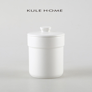 KULEHOME北欧陶瓷棉签盒家用客厅个性 商用酒店创意收纳罐子棉支盒