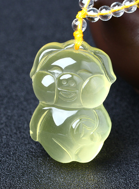 喜柿连猪黄水晶白水晶紫水晶吊坠生肖猪形猪型饰品吊坠项坠男女