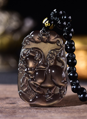 黑曜石牛钱纳宝吉牛展运吊坠玉牛吉祥物牛形饰物牛型饰品