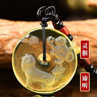 属蛇人2026年白泽封侯吊坠黄水晶吊坠项链生肖蛇转运珠佩戴物