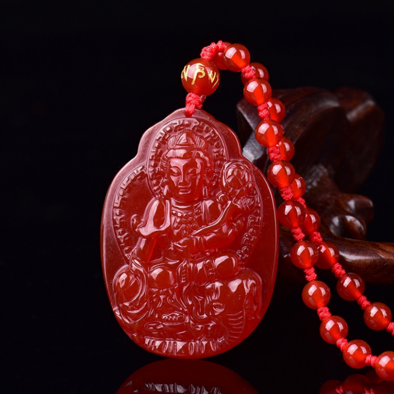 花边守护神属蛇红玛瑙吊坠项链