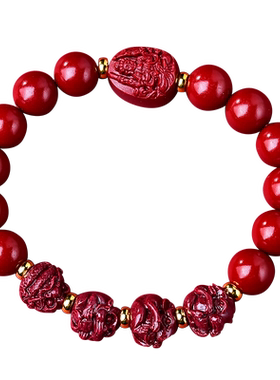 三合六合鸿运当头朱砂手链2026马年本命年转运珠宝十二生肖手串