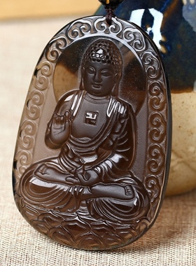 2026年冰种黑曜石阿弥吊坠男女属狗属猪本命佛守护神项链