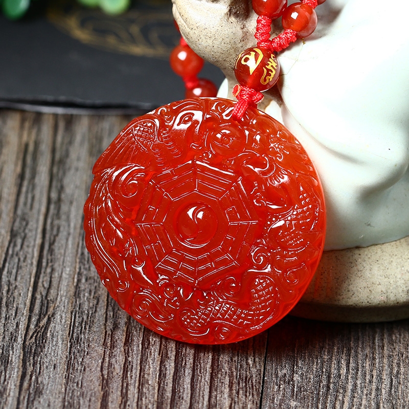 易明开居龙凤福缘平安扣吊坠男女玛瑙龙凤配项链夫妻百年好合永结