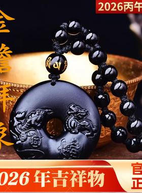 金蟾拜象吉宏黑曜石吊坠2026年属龙吉祥佩戴物生肖龙项链挂件男女