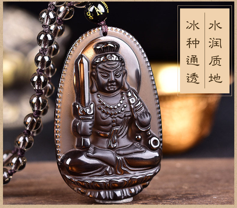 冰种黑曜石属鸡不动明王菩萨守护神生肖鸡不动尊佛本命佛吊坠男女