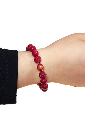 2026属虎寅亥六合虚空藏菩萨本命佛朱砂黑曜石猪虎赴吉瑞手链