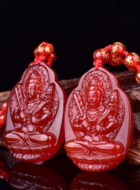 天然花边属牛虚空藏菩萨吊坠项链