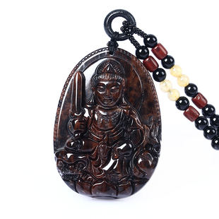 天然红竹石金丝红曜石文殊菩萨吊坠生肖属兔守护神本命佛