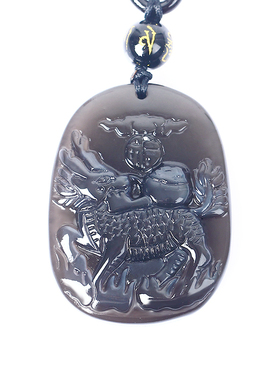 黄水晶白水晶灵牛钱纳宝吊坠吉祥物黄水晶白水晶吊坠牛型形项链