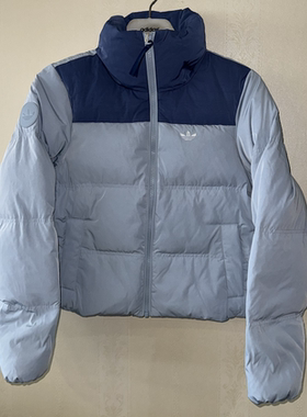 潮包背 现货 Adidas 三叶草女款运动休闲保暖羽绒服 IU4814