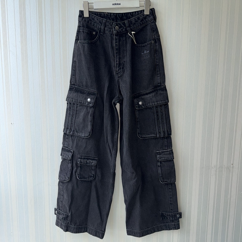 潮包背 现货 Adidas 三叶草男子工装风运动休闲牛仔长裤 JY0203