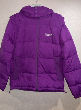 潮包背 现货 Adidas 三叶草男款运动休闲羽绒服 H13575