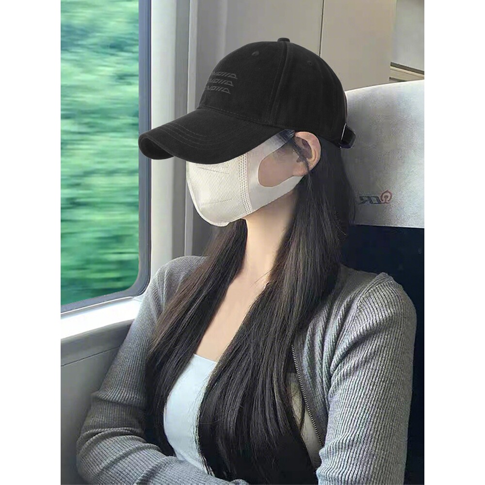 棒球帽女款2026新款宽帽檐显脸小大头围鸭舌帽女帽子黑色字母硬顶