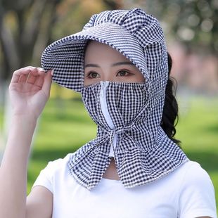 帽子遮阳帽女士防晒紫外线大沿骑车护脸户外可折叠夏季妈妈太阳帽