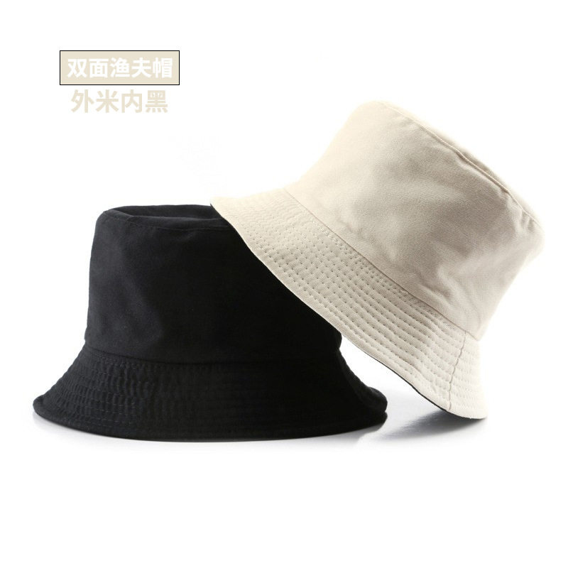 韩版成人双面戴渔夫帽春夏季旅游遮阳帽休闲百搭盆帽简约光板帽子