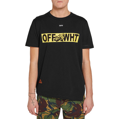 OFF-WHITE街头风短袖T恤男女通用黑色LOGO印花纯棉潮流上衣