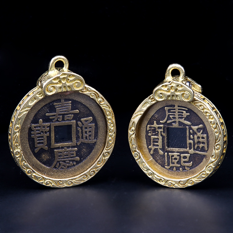 定制铜钱框古币外壳项链吊坠挂件