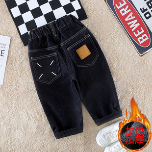 男孩加绒加厚一体绒宝宝牛仔裤 男童裤 儿童秋冬季 新款 潮 子2025冬装