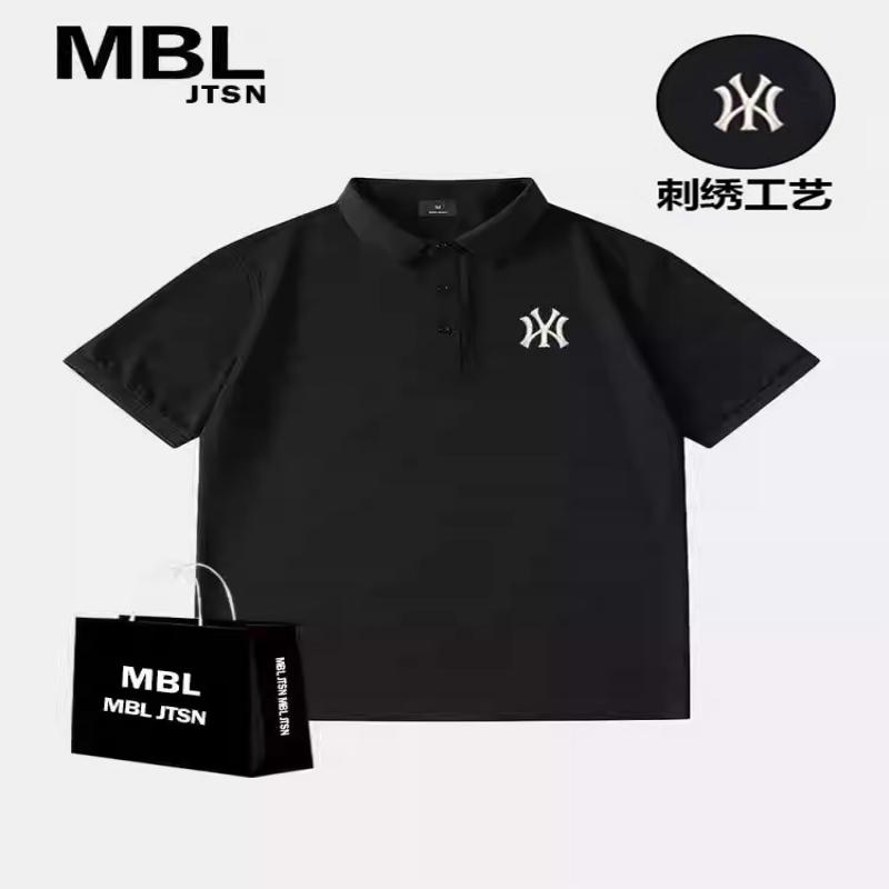 MBL&NY潮牌男士夏季2024年新款商务刺绣POLO衫休闲青少年黑色短